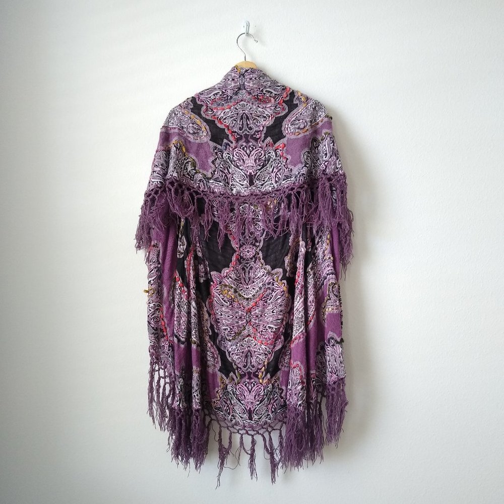 Purple Paisley Fringe Shawl Wrap